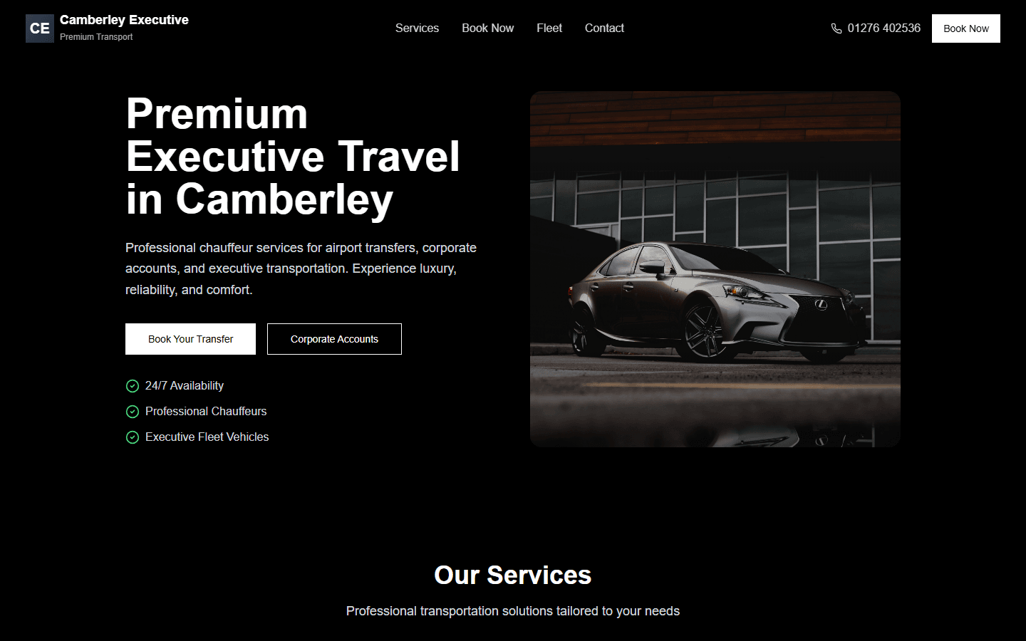 Homepage of Camberley Executive Cars